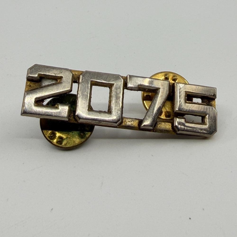 Silver Tone 2075 Number Lapel Pin - Industrial Commemorative Accessory